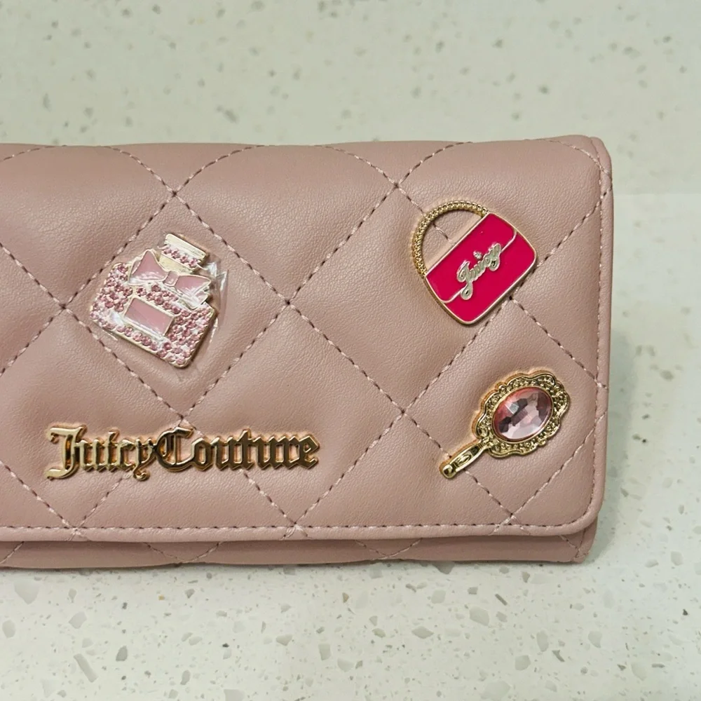 🆕💋 Juicy Couture Girls Only Quilted Flap Clutch Wallet Blush NWT